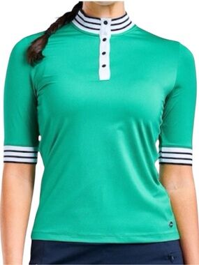nvosport Golf Polo Shirt Mock Neck Snap Closure Kelly Green Women’s Size XXL